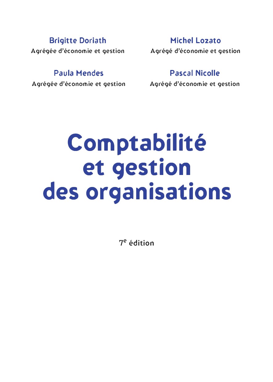 Comptabilité et gestion des organisations