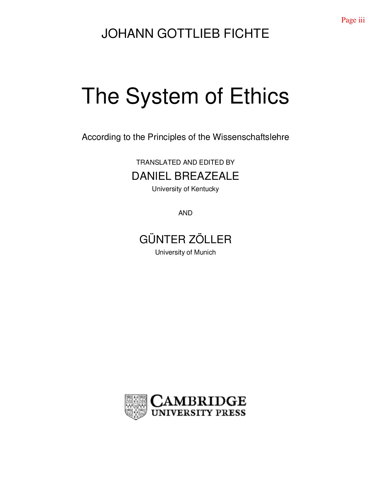 Fichte The System of Ethics Johann G Z-Library
