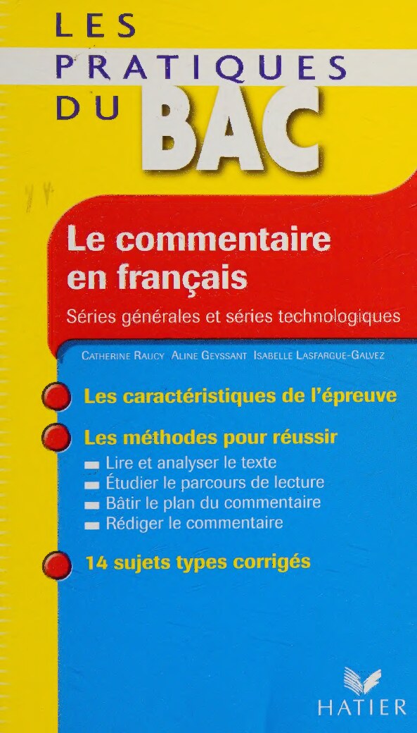 Le commentaire en français : séries générales et séries technologiques 