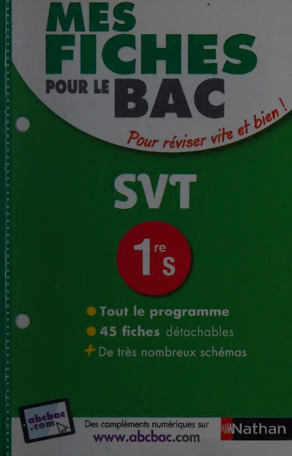 Mes fiches ABC du BAC SVT 1RE S