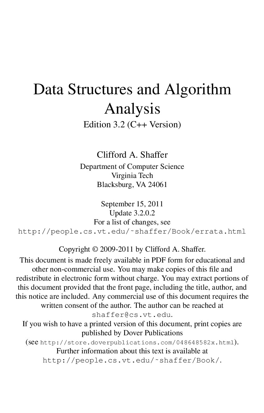 Data Structures and Algorithm Analysis in C++ 3rd Edition Dr Clifford A Shaffer Z-Library