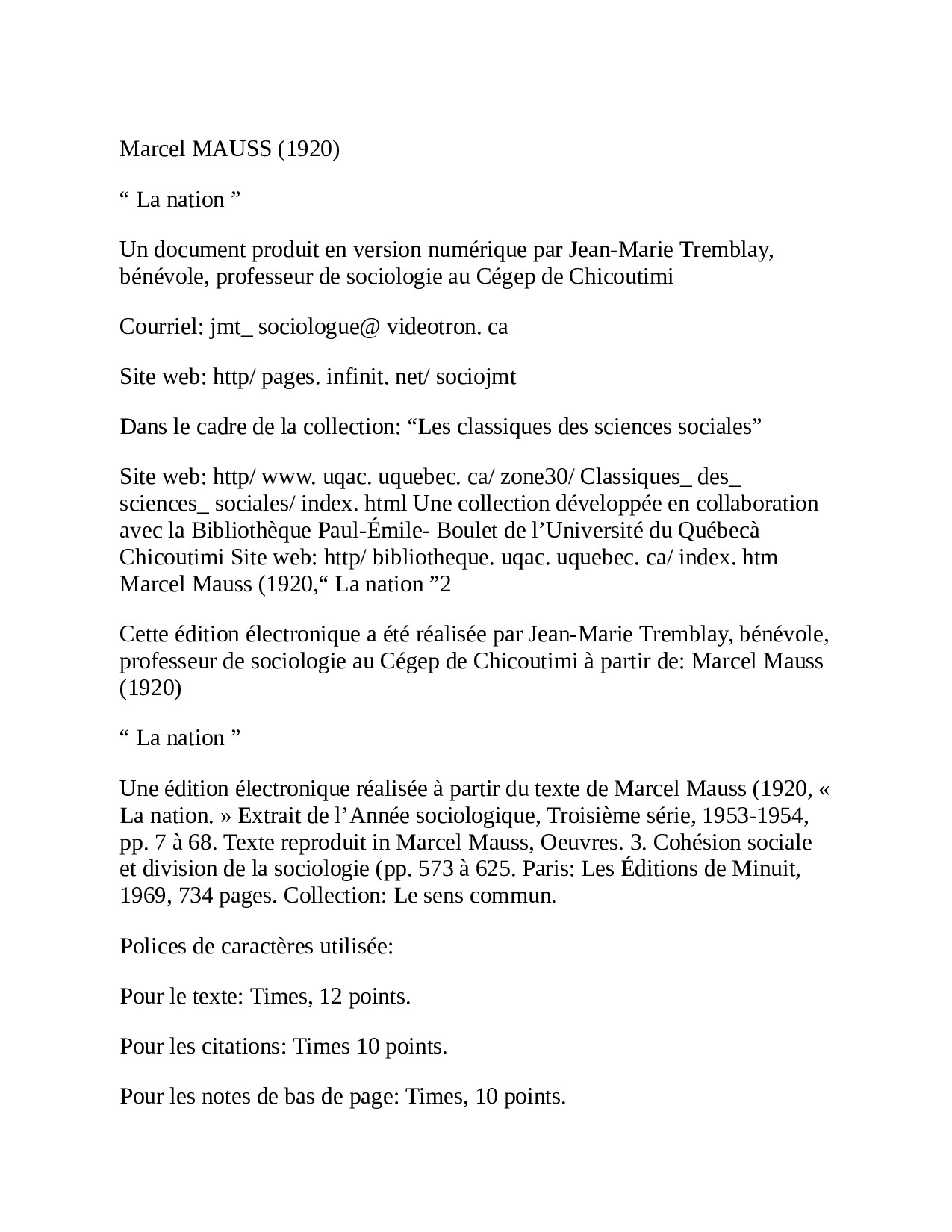 La nation Mauss Marcel Z-Library