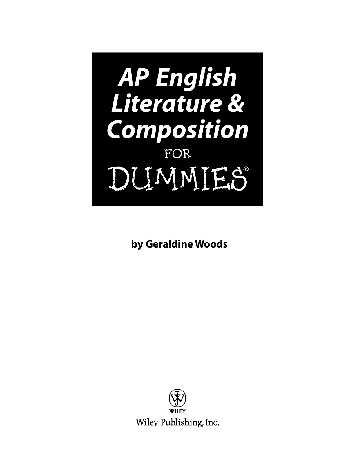 AP English Literature & Composition for Dummies ISBN - Dummies Guide