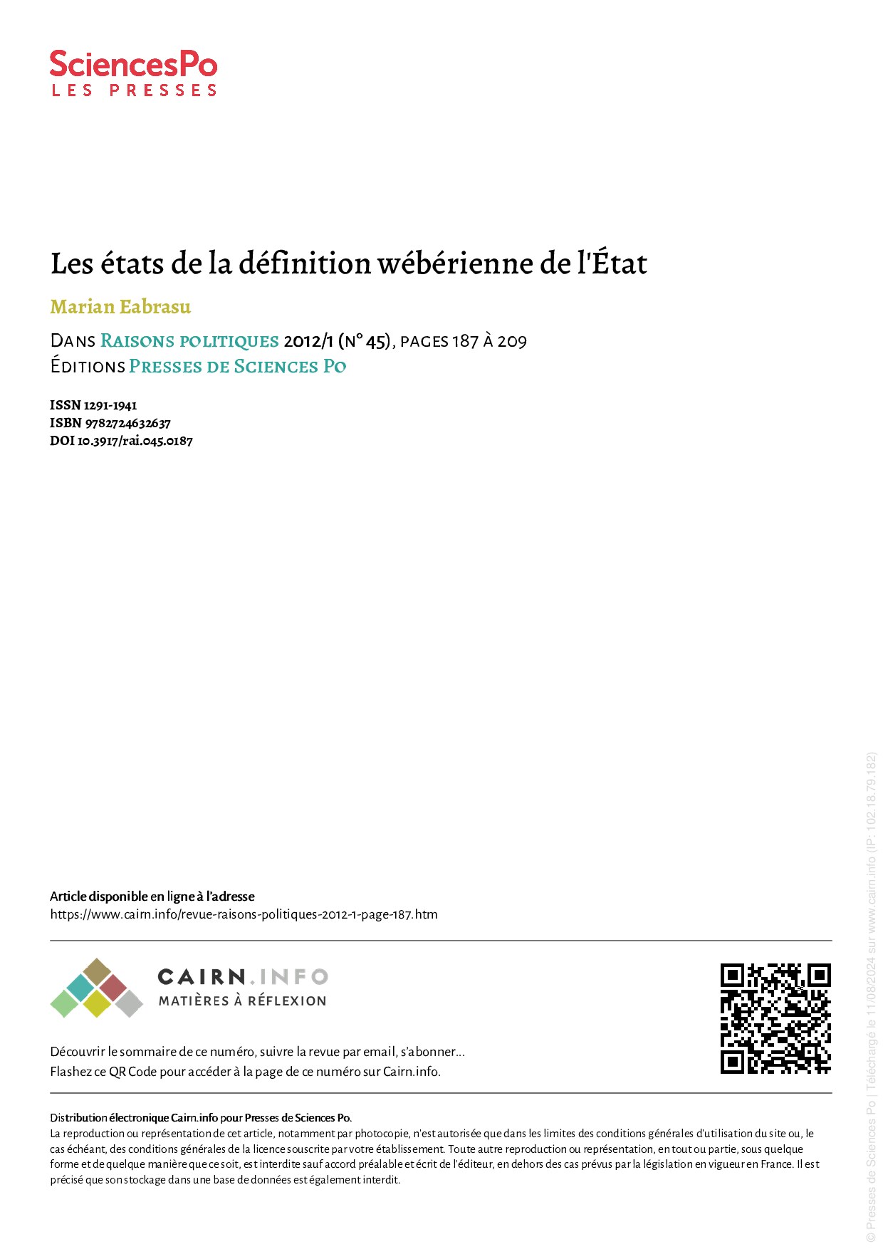  Les etats de la definition weberienne de l'Etat 