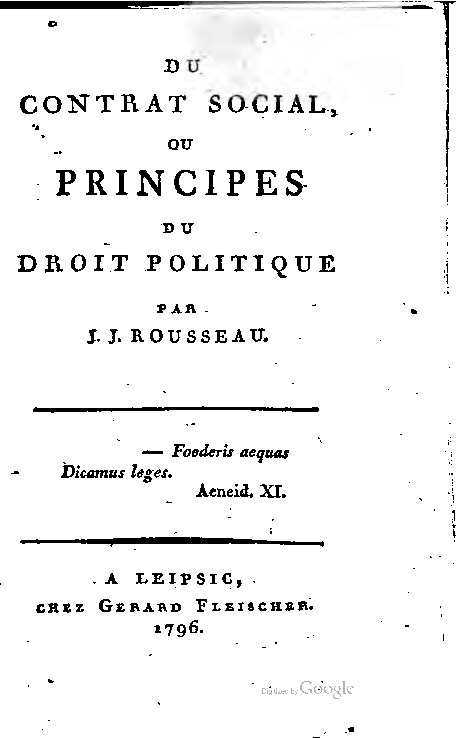 Du contrat social, ou, Principes du droit politique